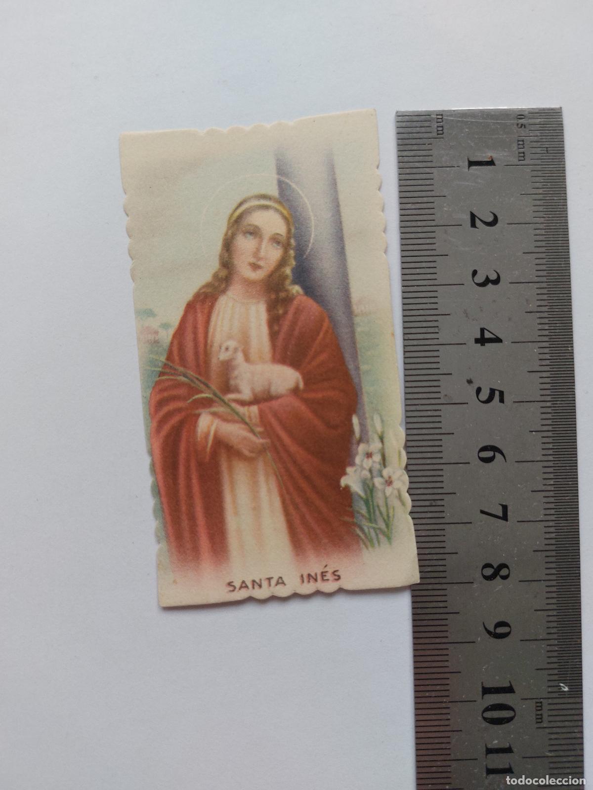 Postales: Estampa religiosa de Santa In&eacute;s con cordero