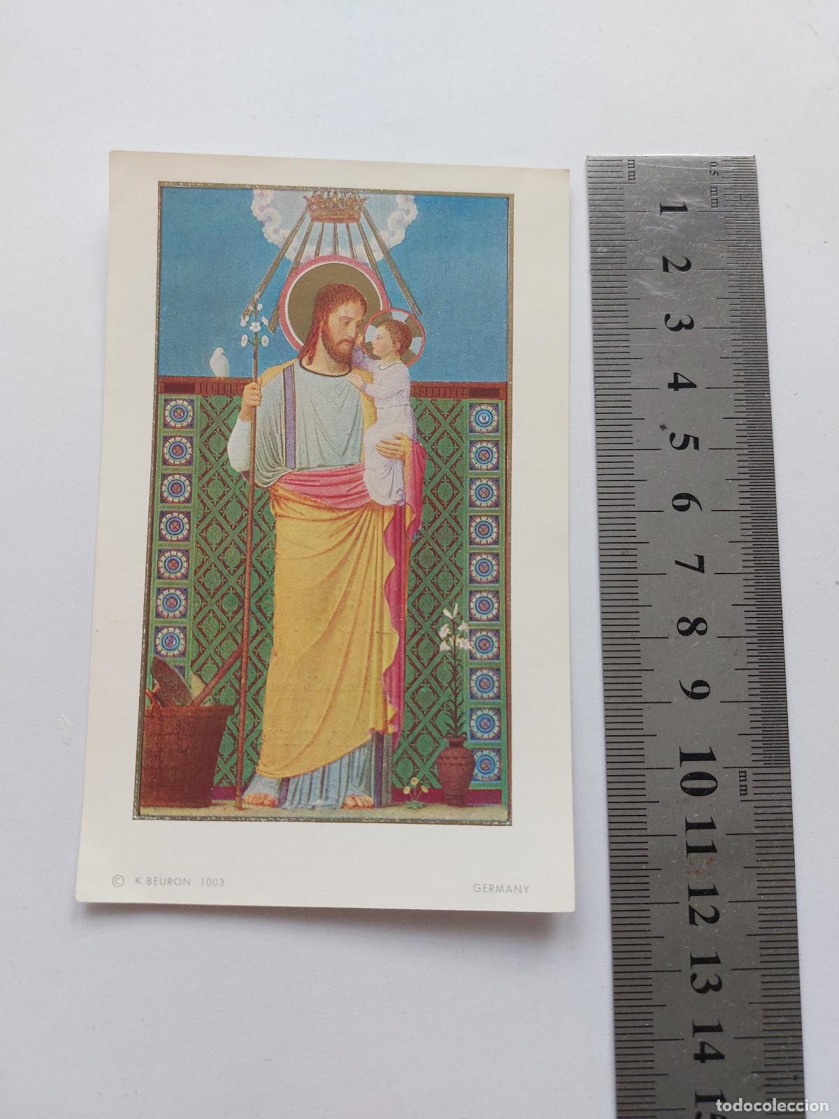 Cartoline: Estampa religiosa de San Jos&eacute; con el Ni&ntilde;o Jes&uacute;s