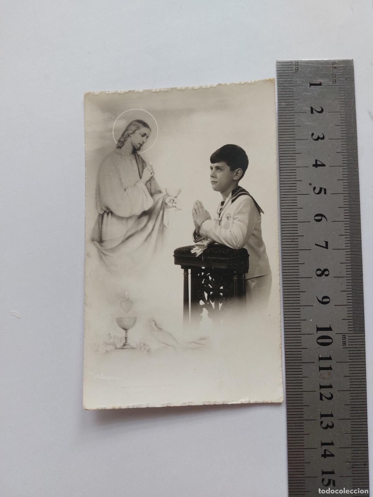 Postales: Estampa de recuerdo de Primera Comuni&oacute;n en Barcelona