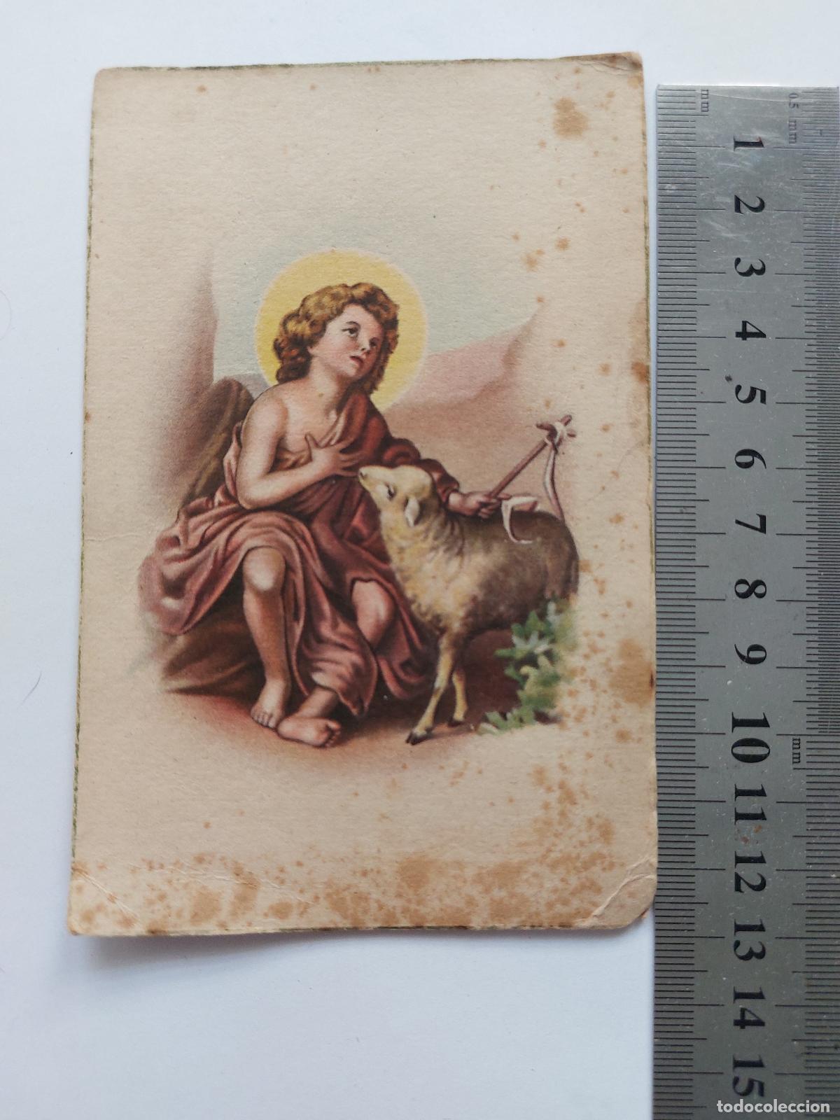 Postais: Postal de arte religioso con imagen de San Juan Bautista y cordero