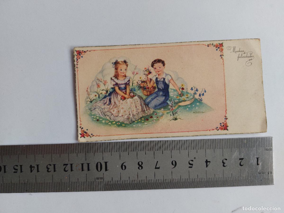 Postales: Estampa ilustrada infantil con ni&ntilde;os recogiendo flores