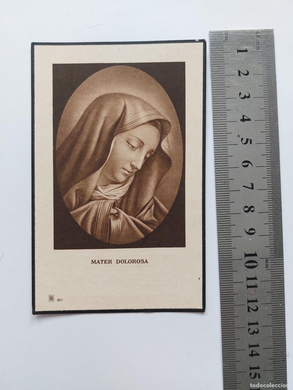 Postales: Estampa de recordatorio f&uacute;nebre Mater Dolorosa de Pedralva