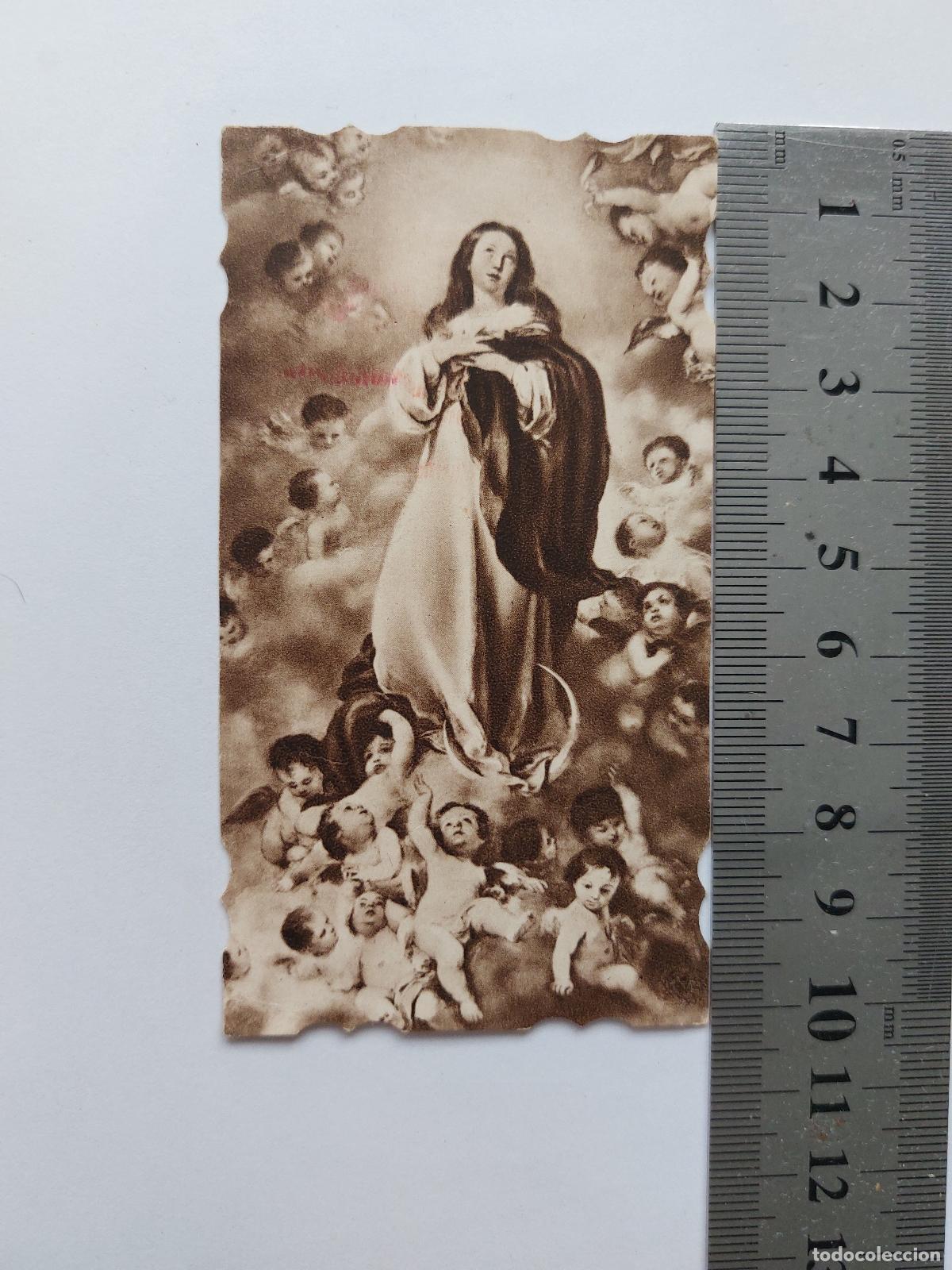 Postales: Estampa con imagen art&iacute;stica de la Inmaculada Concepci&oacute;n y &aacute;ngeles
