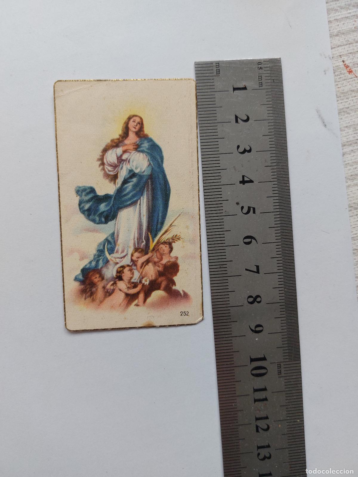 Postales: Estampa religiosa de la Virgen Mar&iacute;a con querubines