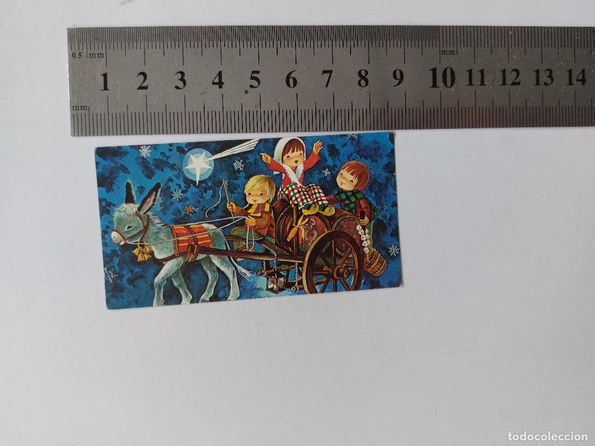 Postales: Estampa de Navidad con ni&ntilde;os y burro en ilustraci&oacute;n espa&ntilde;ola