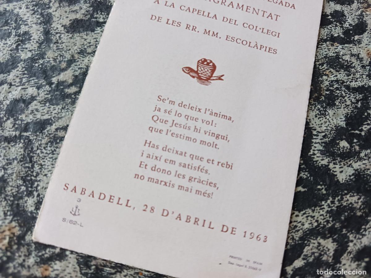 Postales: RECORDATORIO DE COMUNION Sabadell 1963 - Foto 2