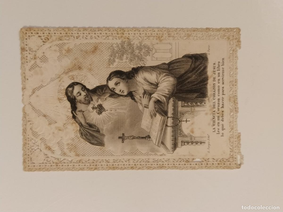 Postales: LA CIENCIA DEL CORAZON DE JESUS - ESTAMPA ANTIGUA PUNTILLA - L. TURGIS EDIT-VER FOTOS-(K-16.061)