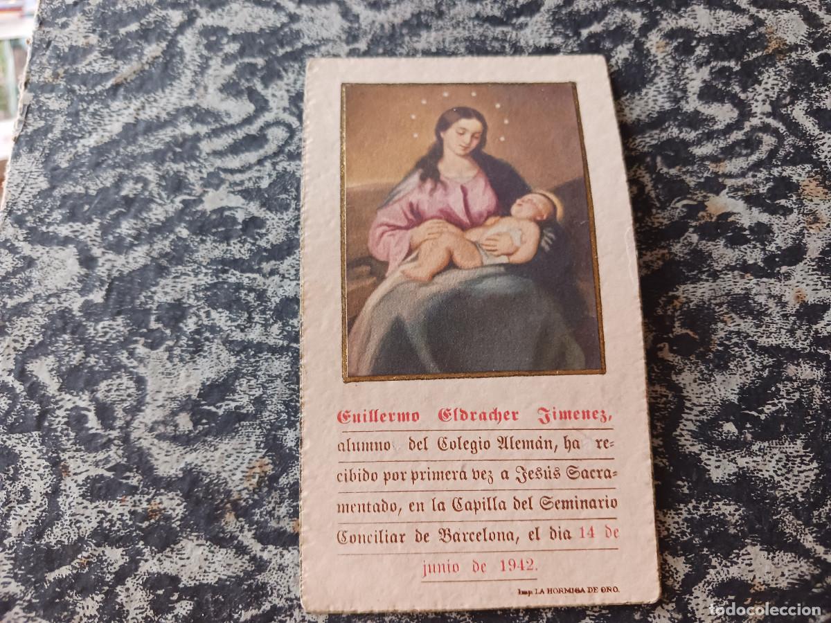 Postales: recordatorio de comunion, colegio aleman, barcelona, capilla del seminario conciliar, 1942, il. alf