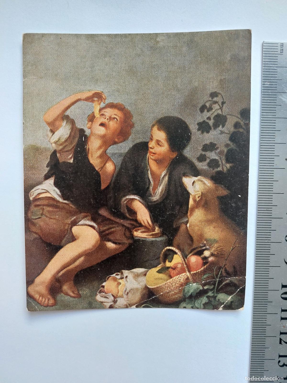 Postales: Estampa con reproducci&oacute;n de pintura de ni&ntilde;os