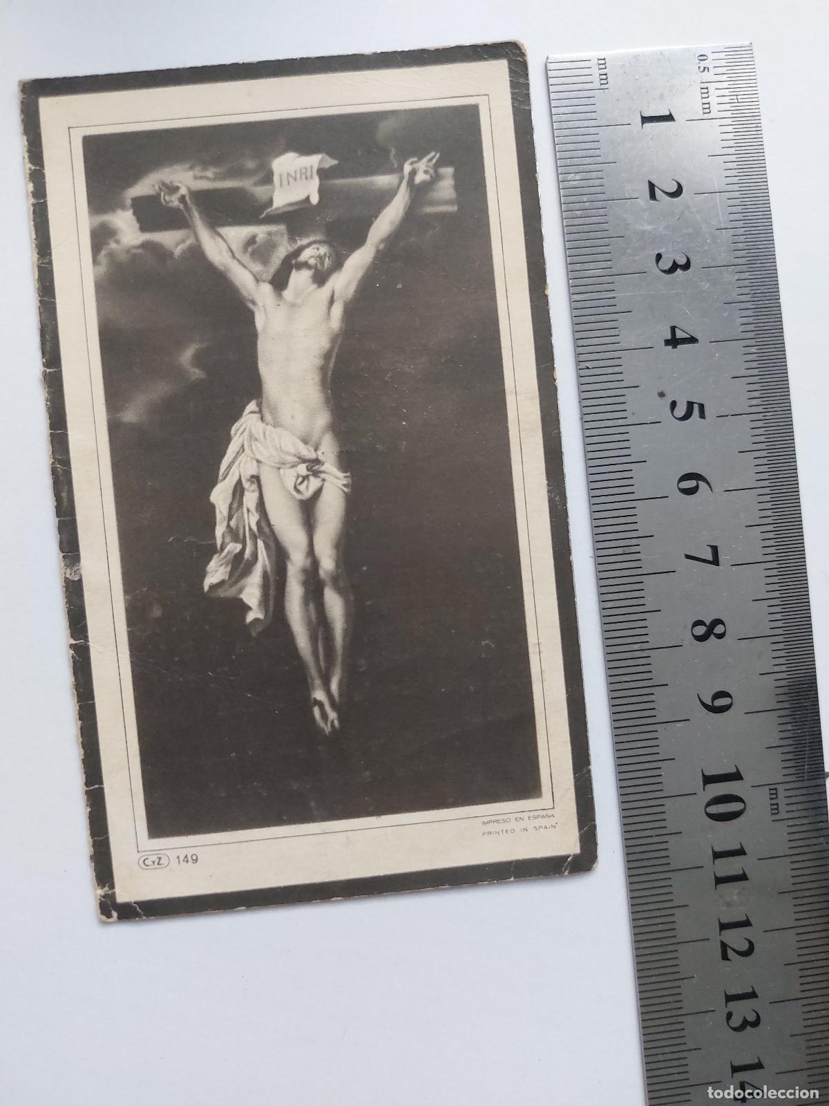 Postales: Estampa con im&aacute;genes de Jesucristo en la cruz y la Virgen Mar&iacute;a
