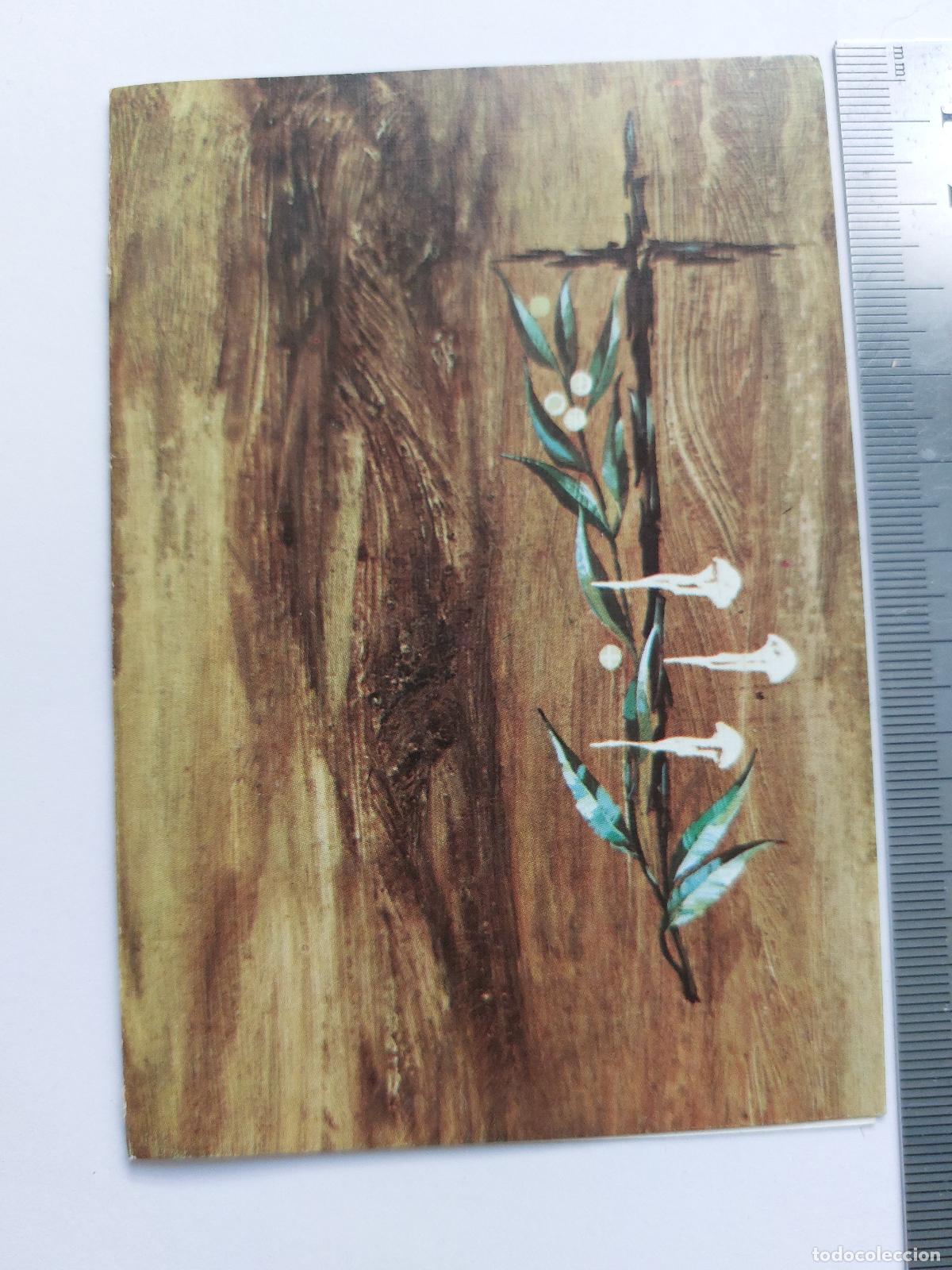 Postales: Estampa con ilustraci&oacute;n religiosa de c&aacute;liz y eucarist&iacute;a