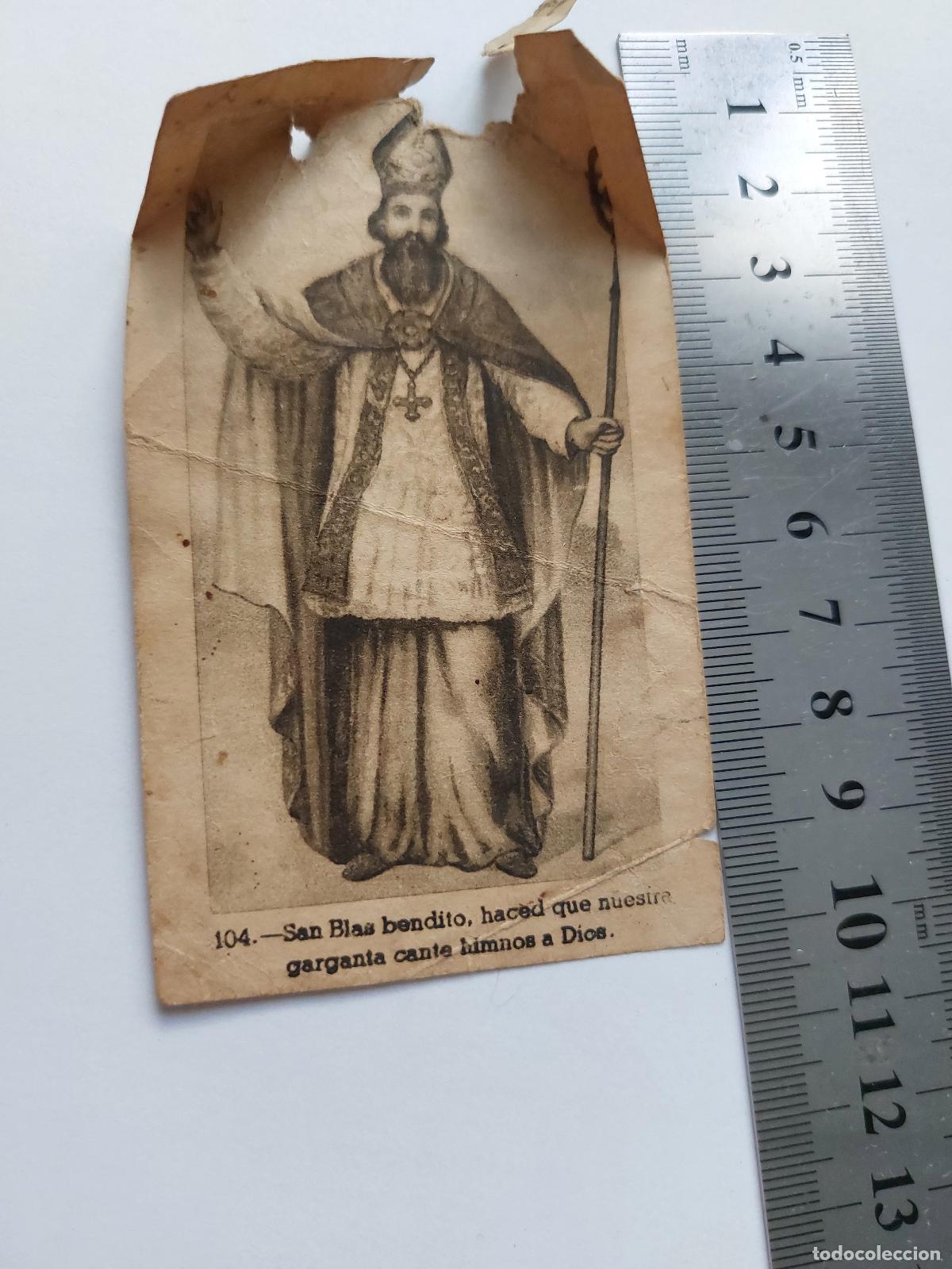 Postales: Estampa con imagen de San Blas con oraci&oacute;n