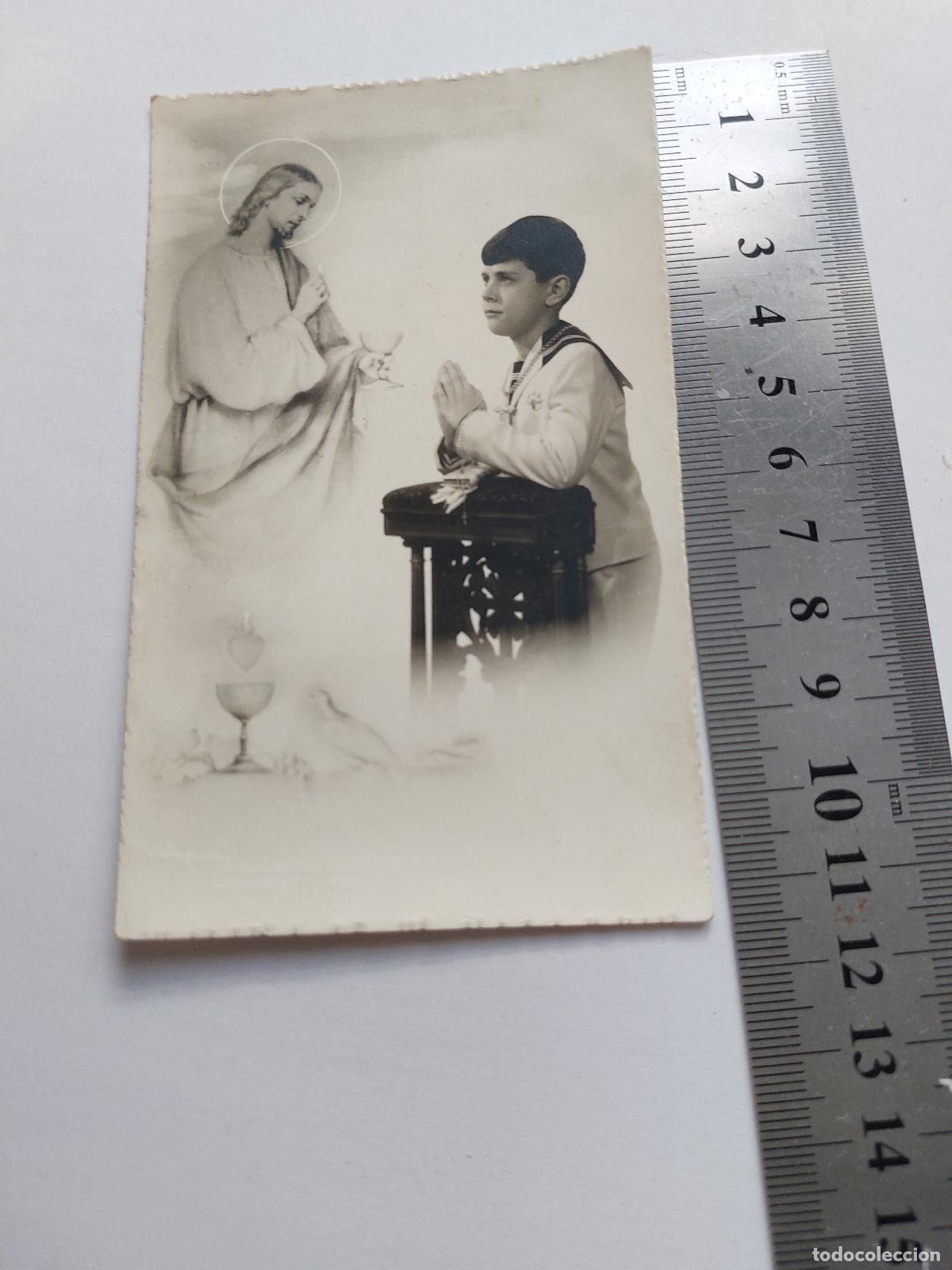 Cartes Postales: Estampa de recuerdo de Primera Comuni&oacute;n en Barcelona