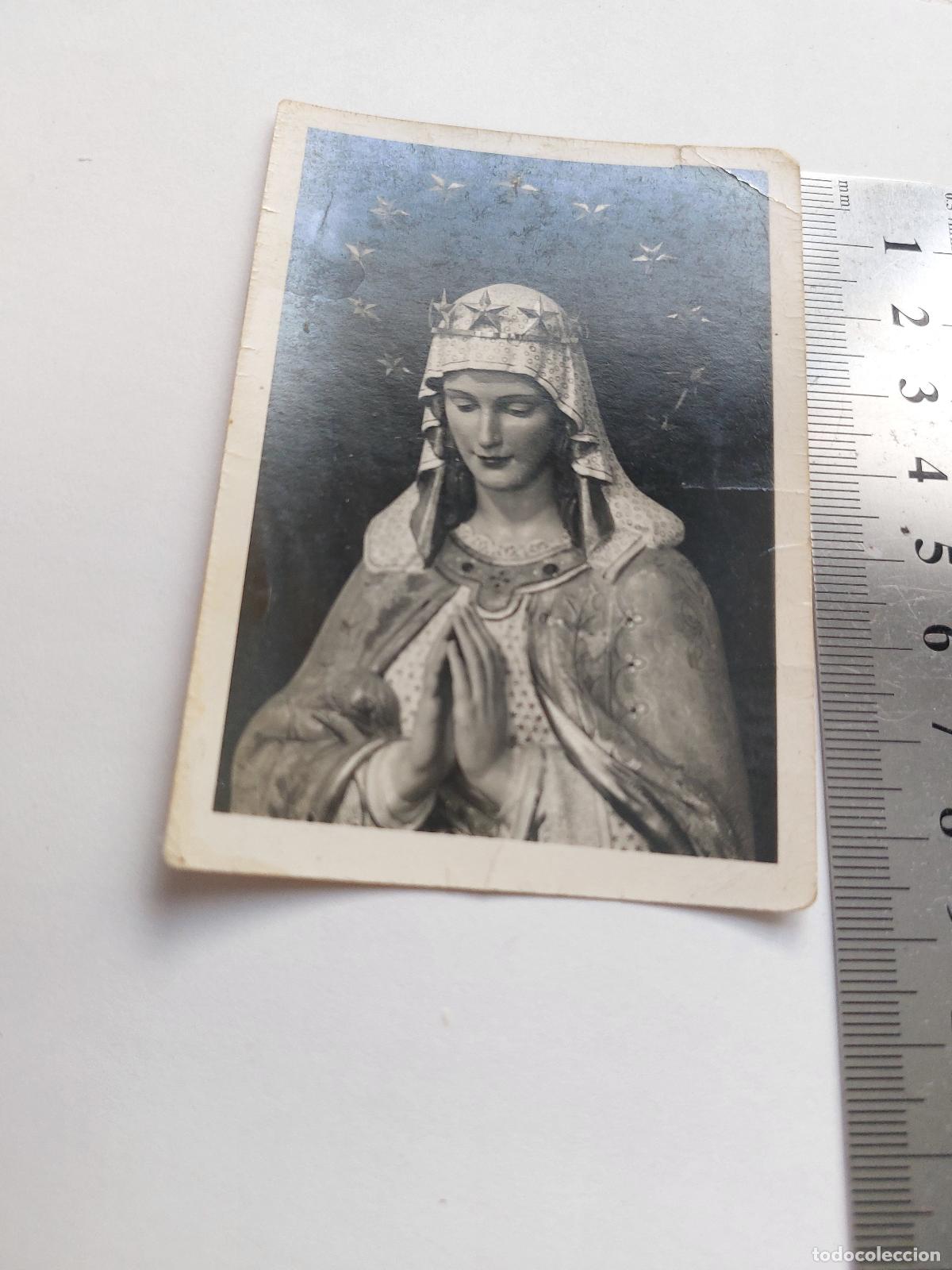 Cartoline: Estampa religiosa de la Virgen Mar&iacute;a con dedicatoria manuscrita