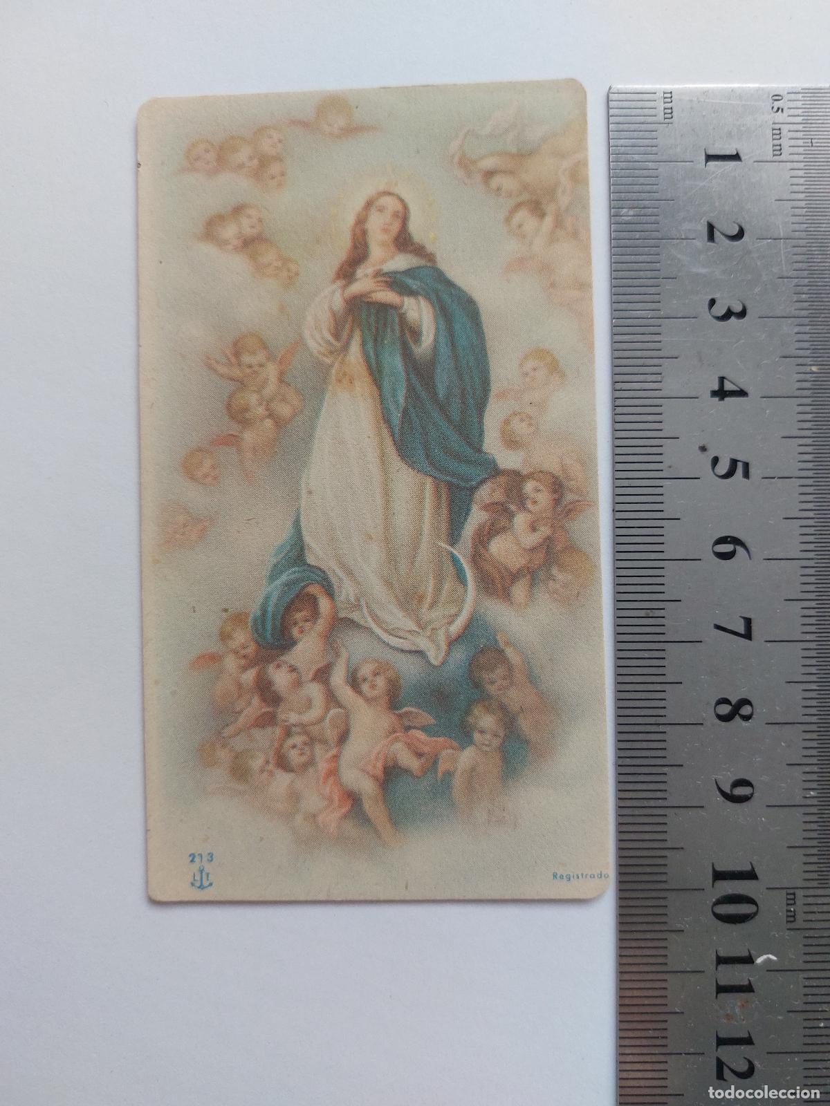 Postales: Estampa religiosa con imagen de la Virgen Mar&iacute;a rodeada de &aacute;ngeles