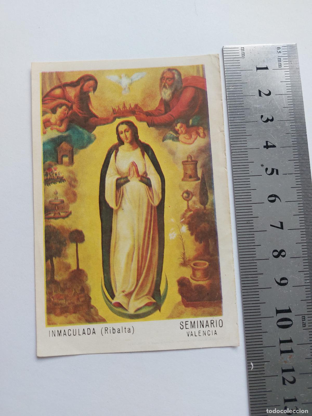 Postales: Estampa religiosa de la Inmaculada de Ribalta en el Seminario de Valencia