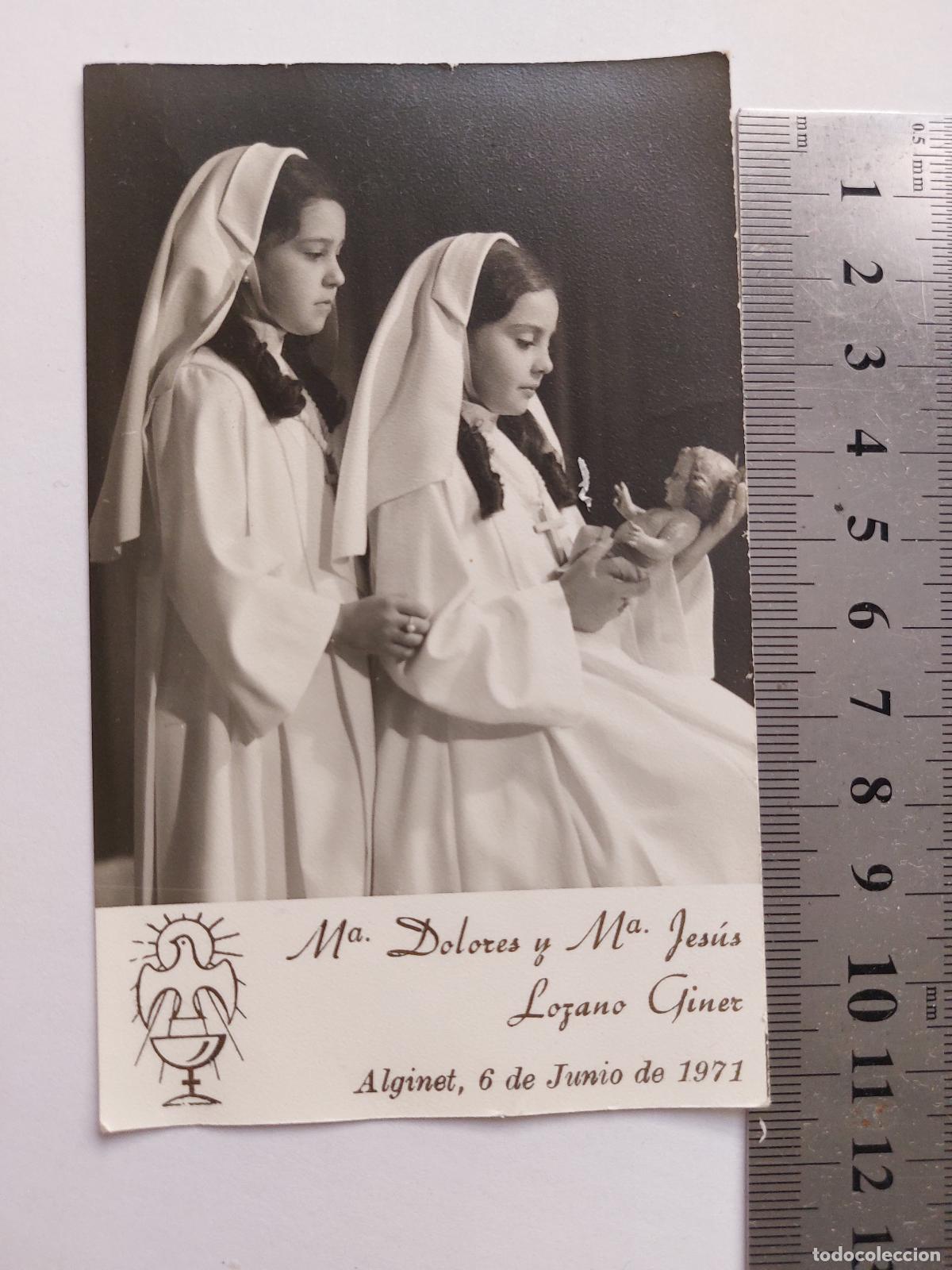 Postales: Estampa de Primera Comuni&oacute;n de Ma. Dolores y Ma. Jes&uacute;s en Alginet