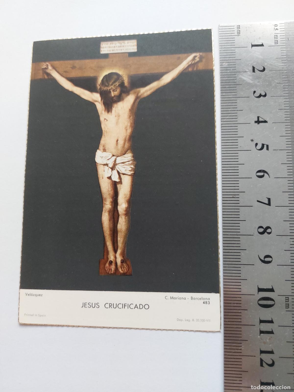 Postales: Estampa de recordatorio f&uacute;nebre con imagen de Jes&uacute;s Crucificado