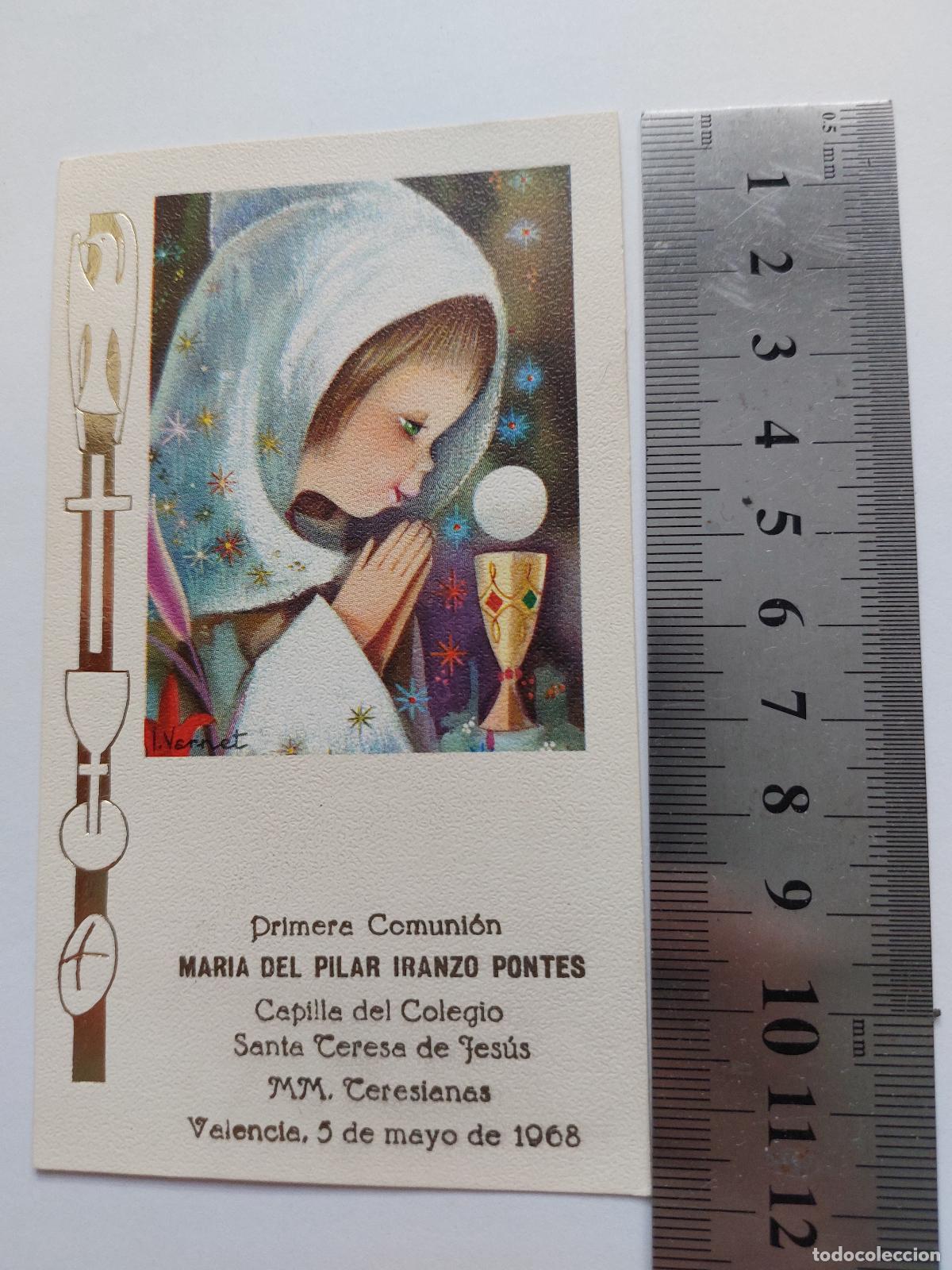 Postales: Estampa de Primera Comuni&oacute;n con ilustraci&oacute;n de ni&ntilde;a orando