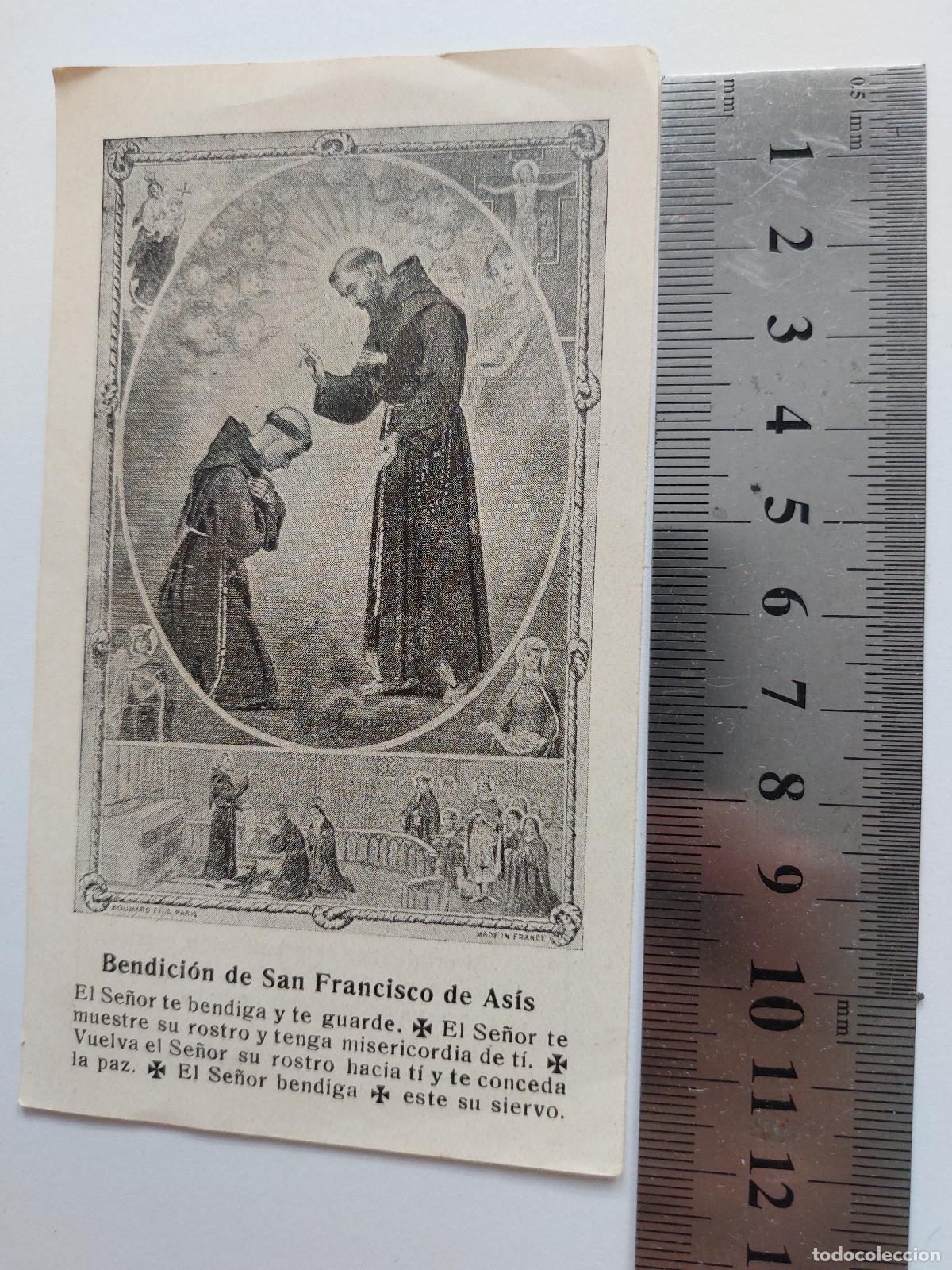 Postales: Estampa de Bendici&oacute;n de San Francisco de As&iacute;s con oraci&oacute;n