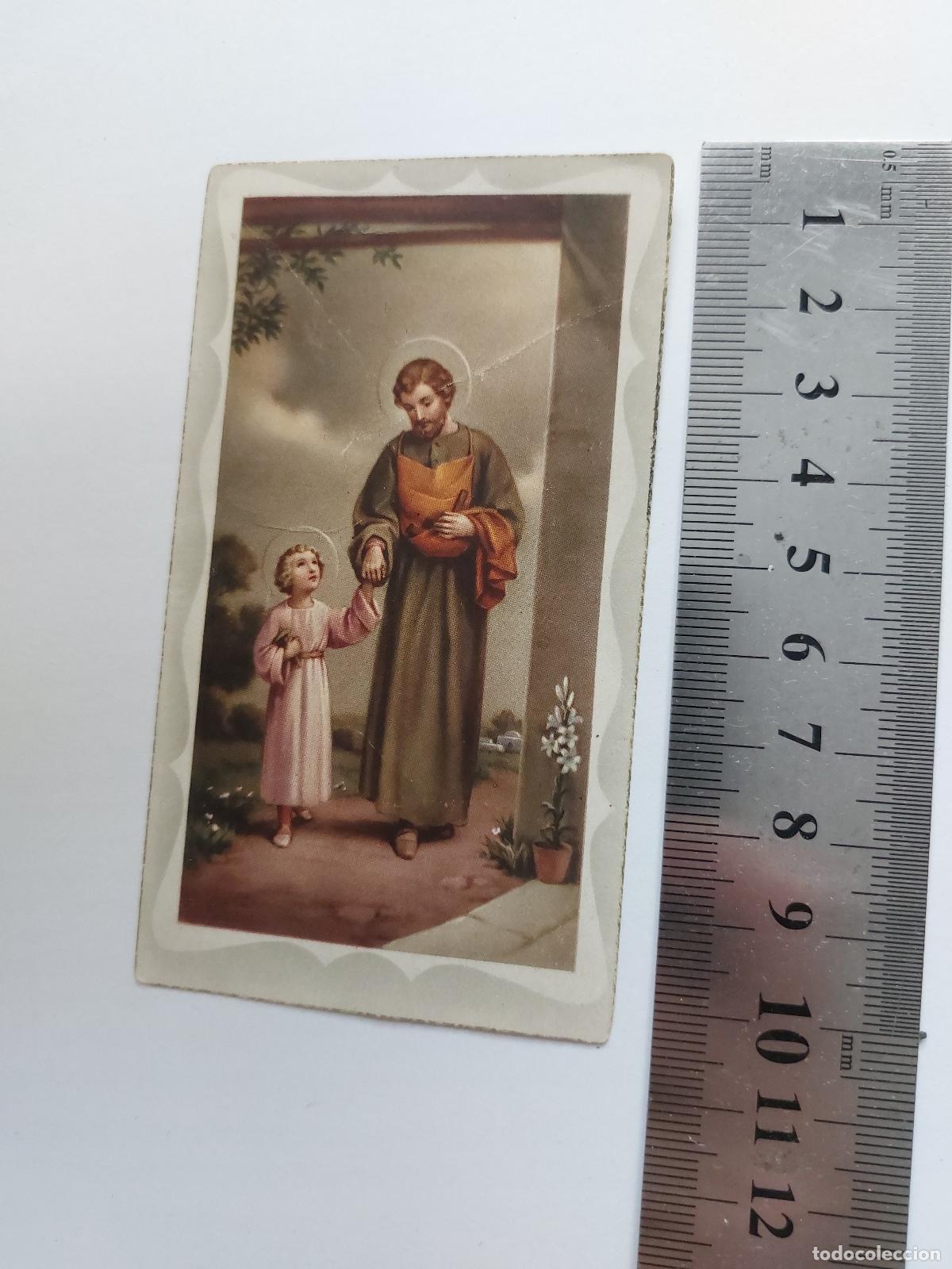Postales: Estampa con imagen religiosa de San Jos&eacute; y el ni&ntilde;o Jes&uacute;s