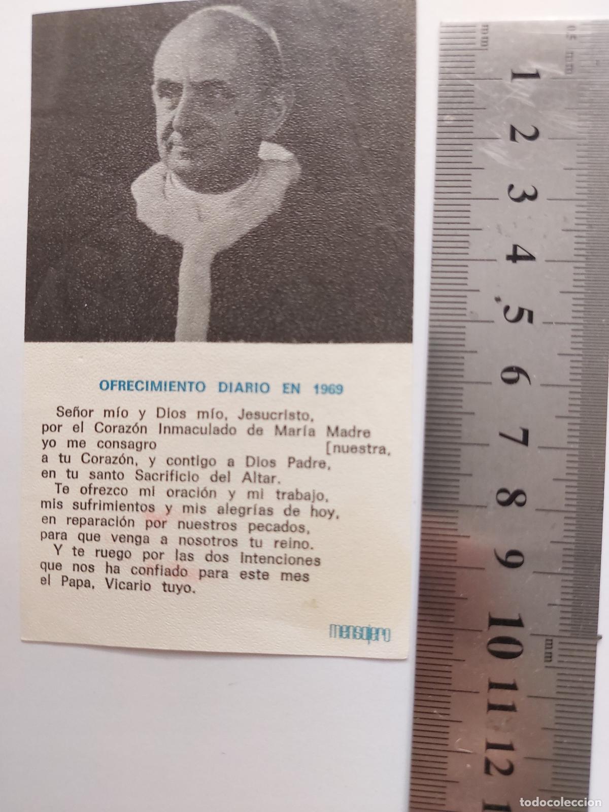 Postales: Estampa con retrato de Papa Pablo VI y ofrenda diaria