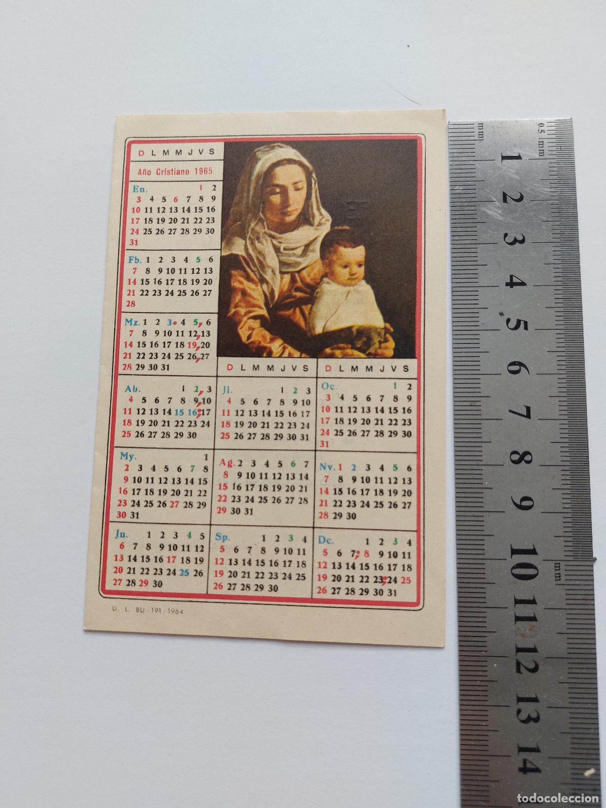 Postales: Estampa con Calendario Cristiano del A&ntilde;o 1965 de Santander