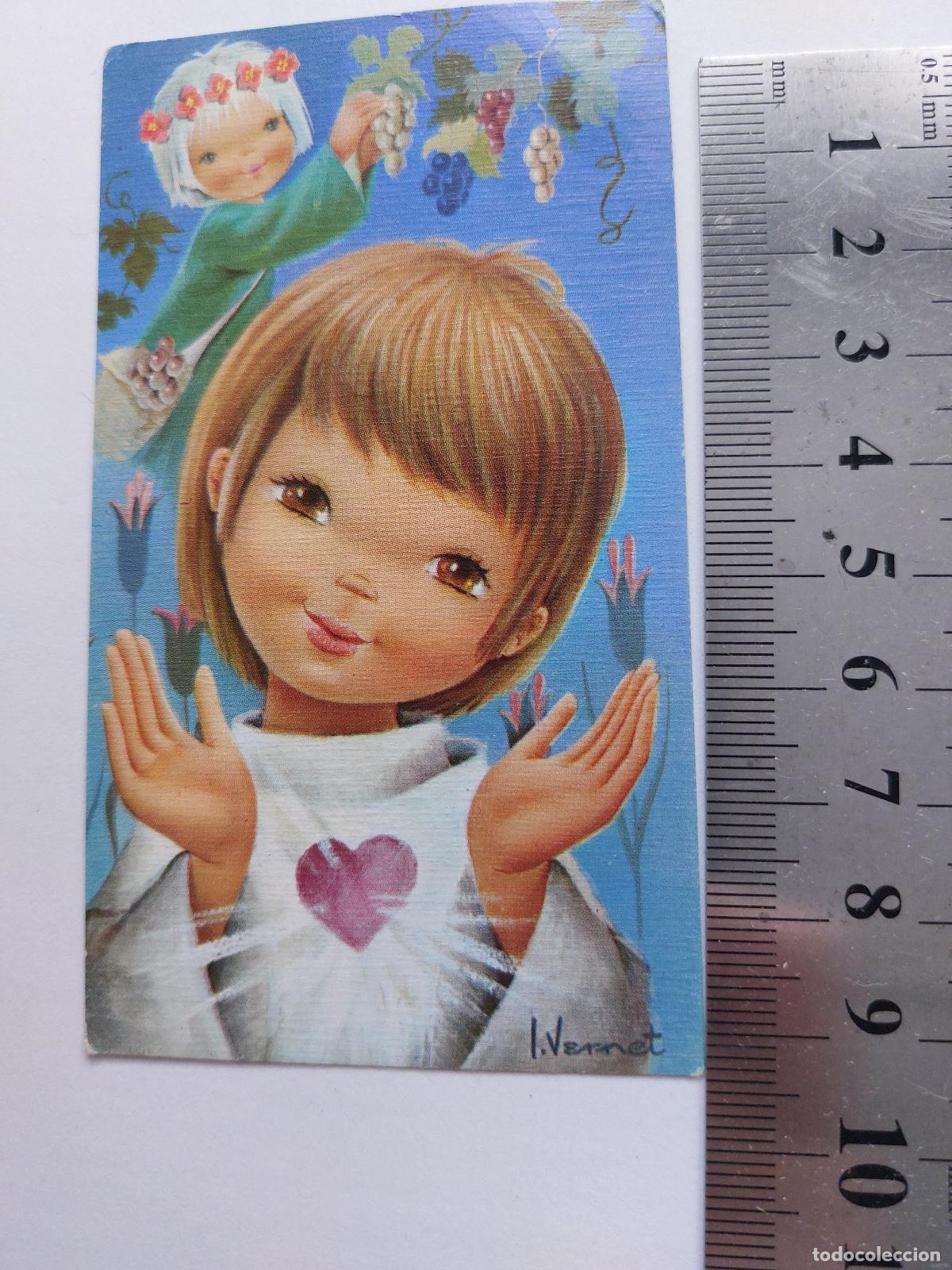 Postales: Estampa de recuerdo de Primera Comuni&oacute;n ilustrada