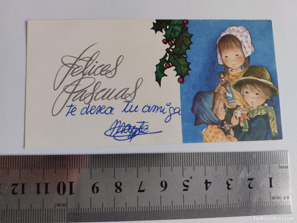 Postales: Estampa de Navidad con ilustraci&oacute;n de ni&ntilde;os - Felices Pascuas