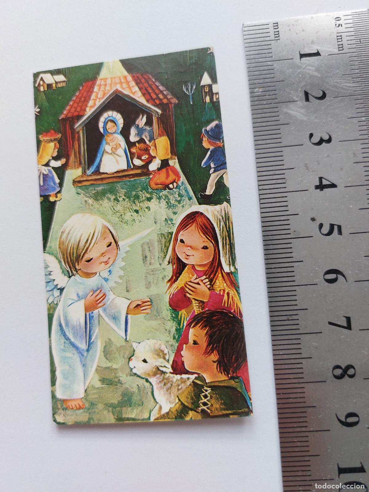 Postales: Estampa de Navidad con ilustraci&oacute;n de nacimiento y ni&ntilde;os