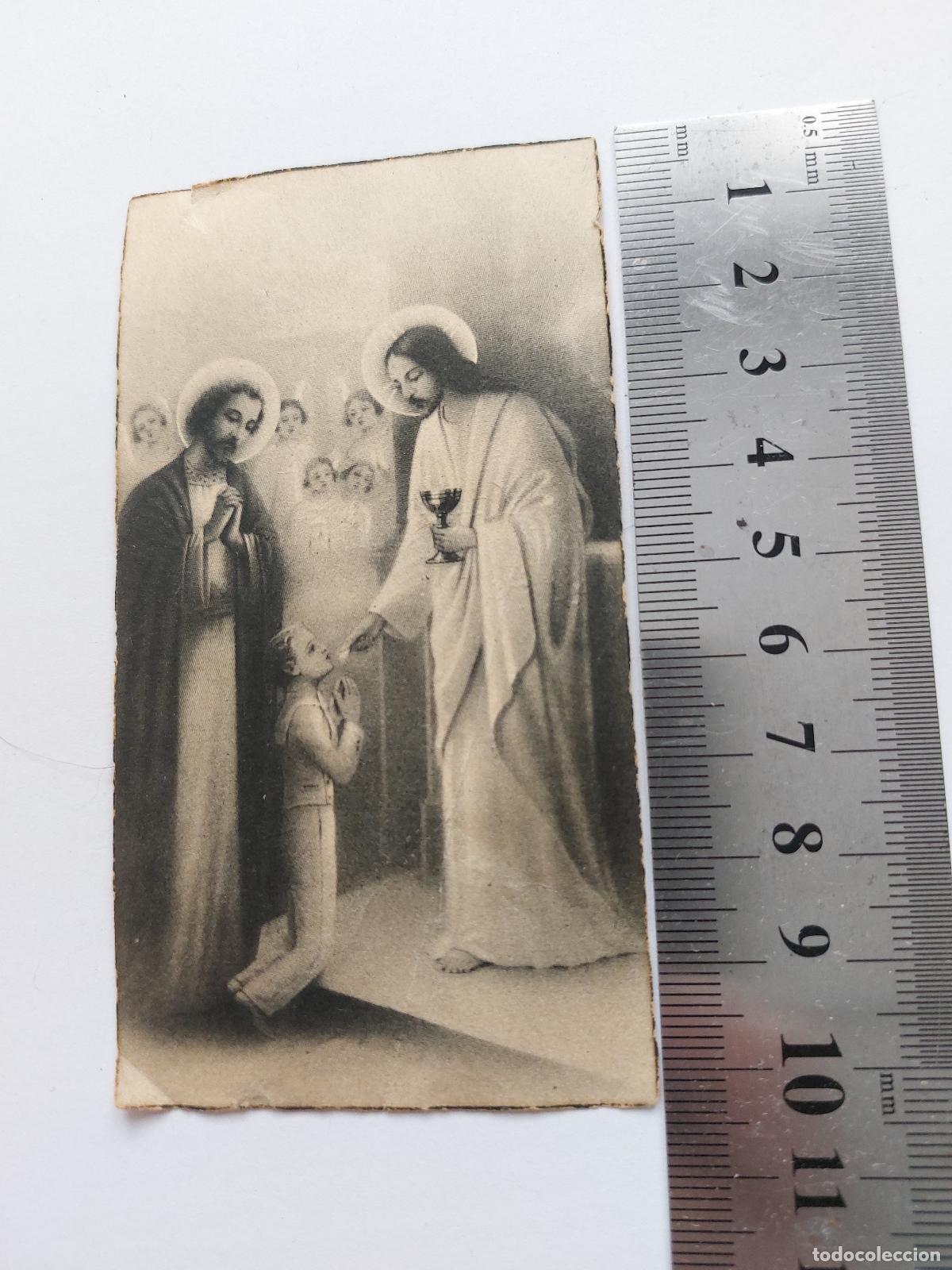 Postales: Estampa de Primera Comuni&oacute;n con Jesucristo y Ni&ntilde;o