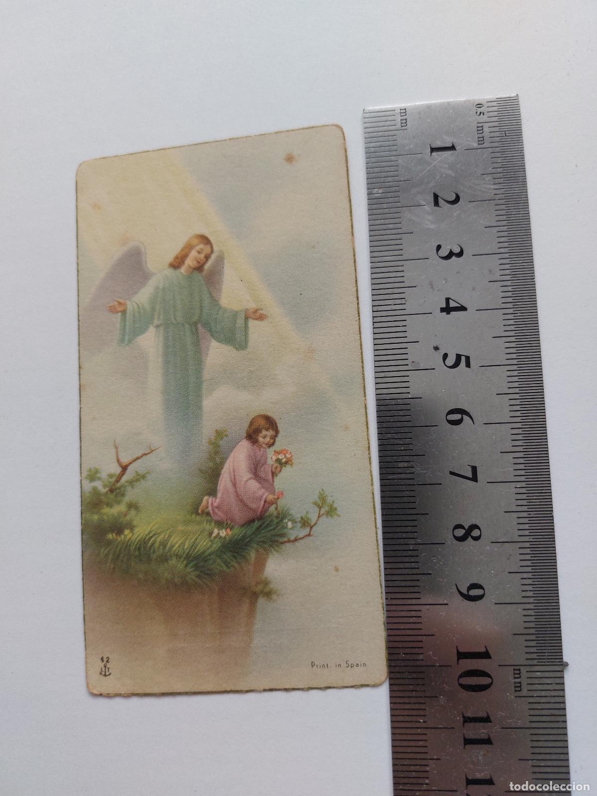 Postales: Estampa de recuerdo de Primera Comuni&oacute;n con &aacute;ngel