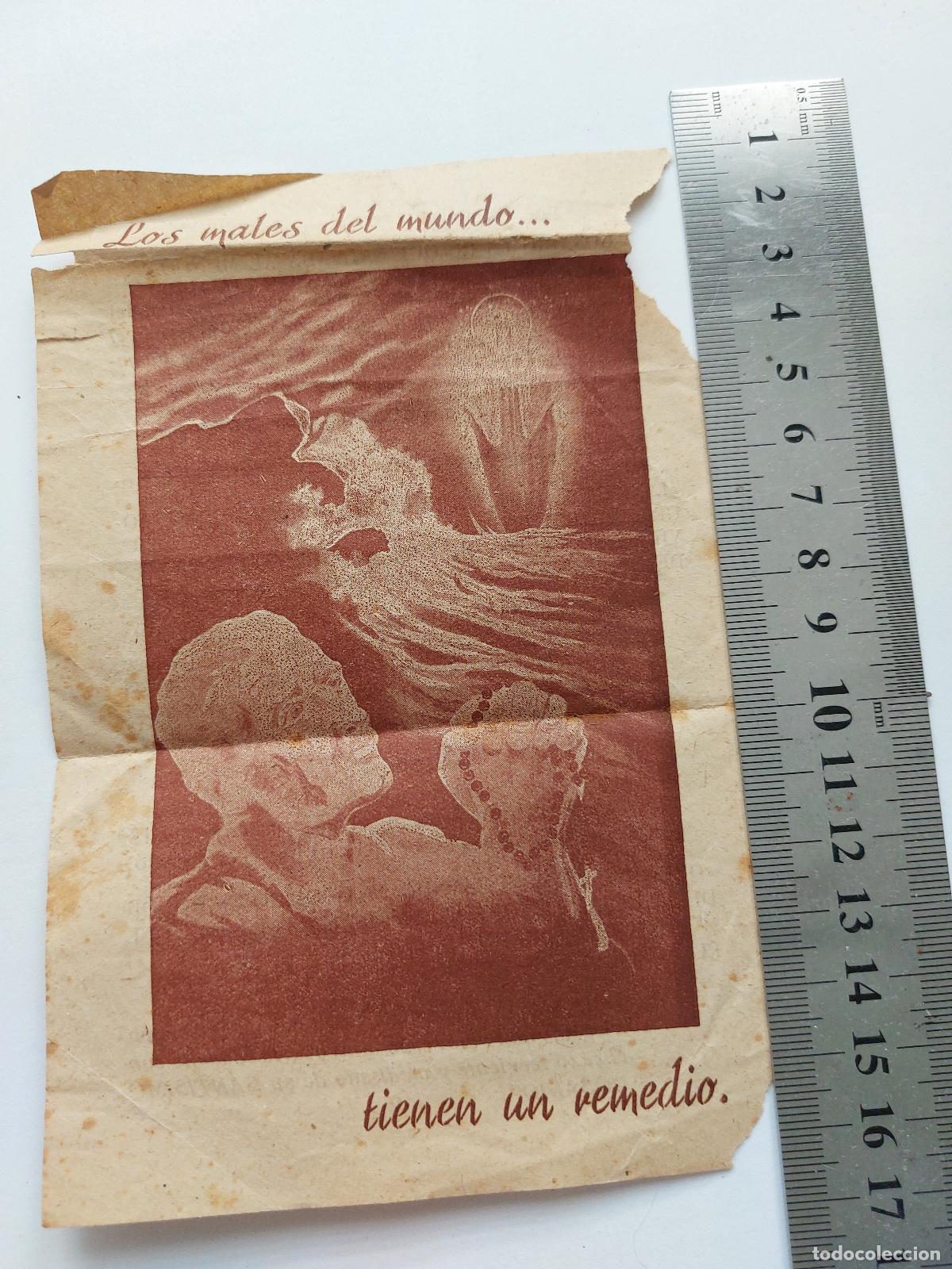 Postales: Estampa religiosa con mensaje sobre el Rosario y la Virgen de F&aacute;tima