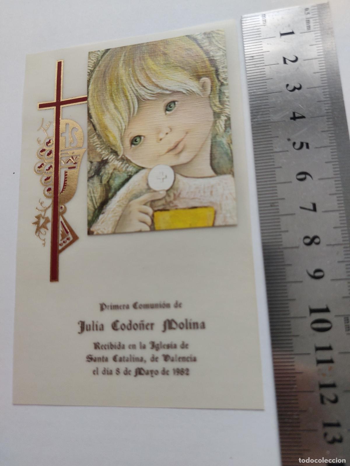 Postales: Estampa de recuerdo de Primera Comuni&oacute;n de Julia Codo&ntilde;er Molina en Valencia