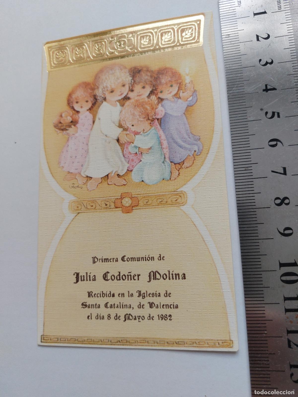 Postales: Estampa de recuerdo de Primera Comuni&oacute;n en Santa Catalina Valencia