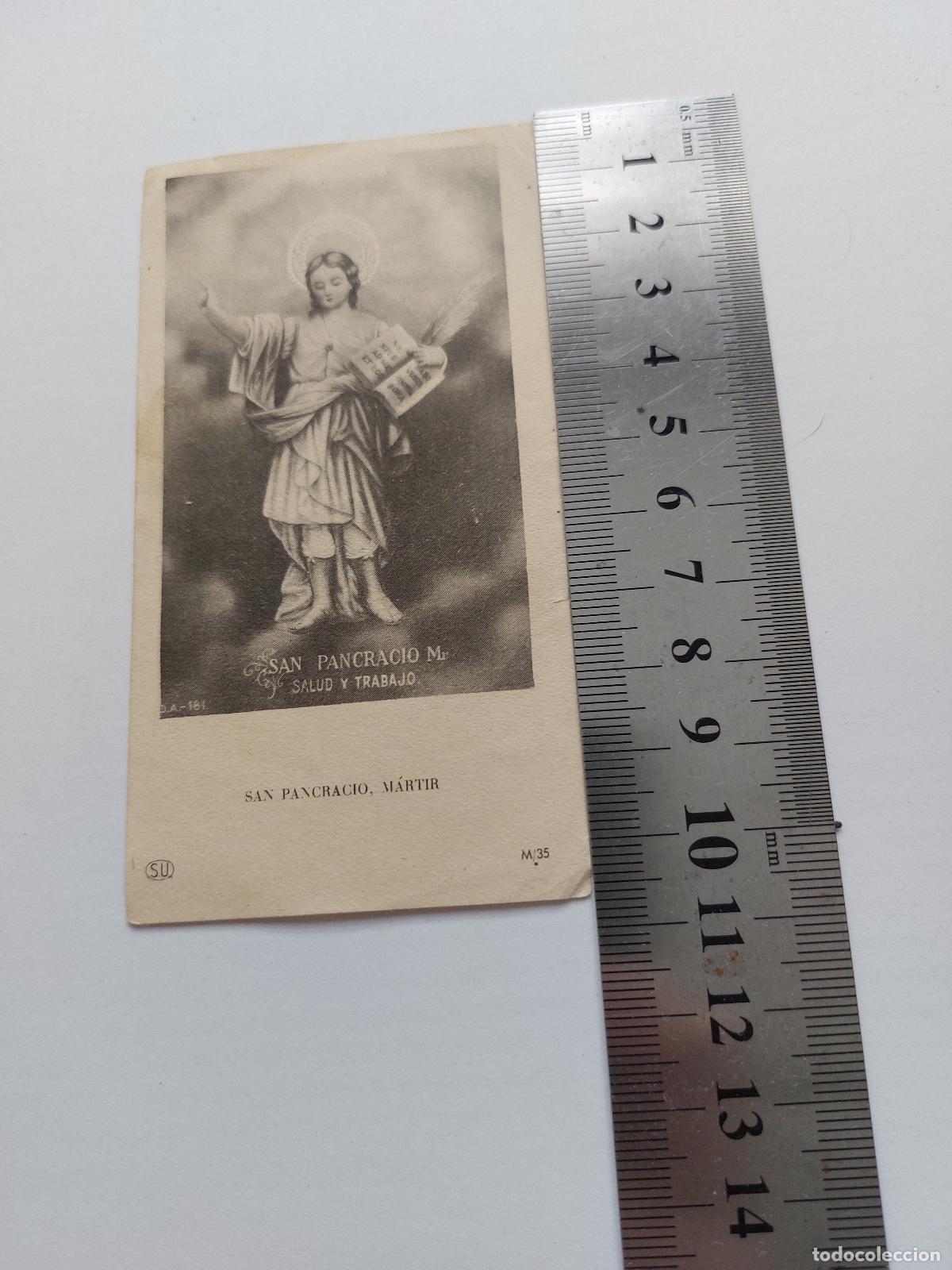 Postales: Estampa religiosa de San Pancracio con leyenda de salud y trabajo