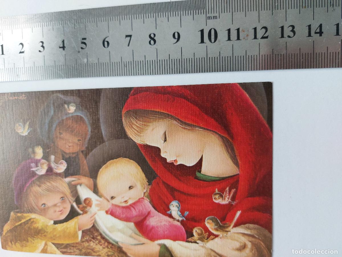 Postales: Estampa de arte con ilustraci&oacute;n de ni&ntilde;os y aves