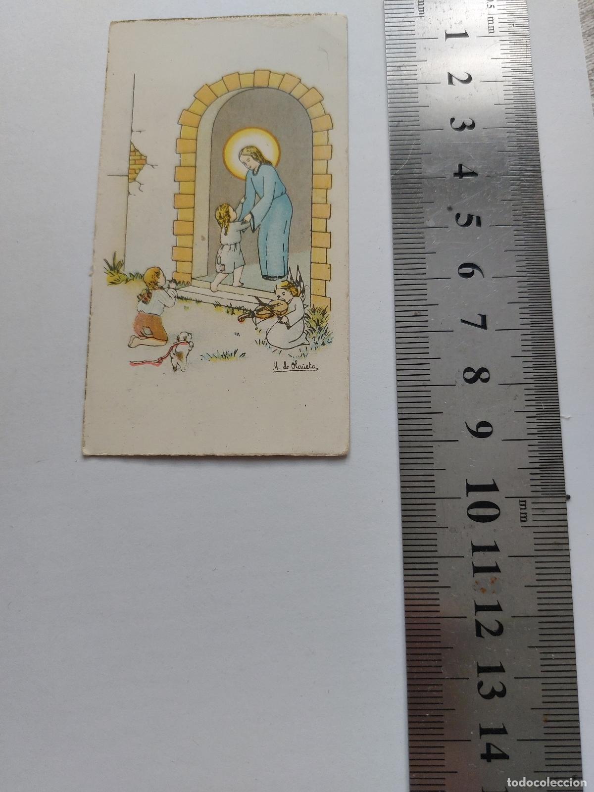 Postales: Estampa ilustrada con motivo religioso de &aacute;ngel y ni&ntilde;o