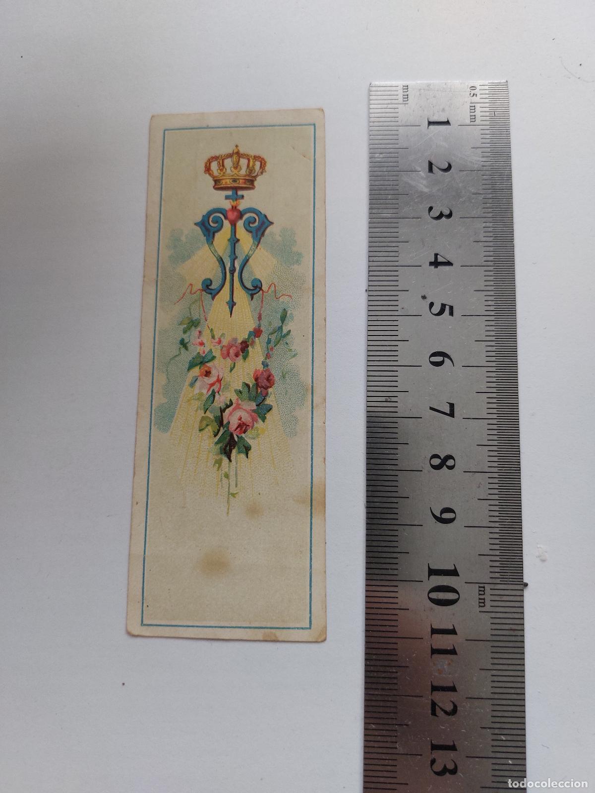 Postales: Estampa religiosa marcap&aacute;ginas con corona y flores