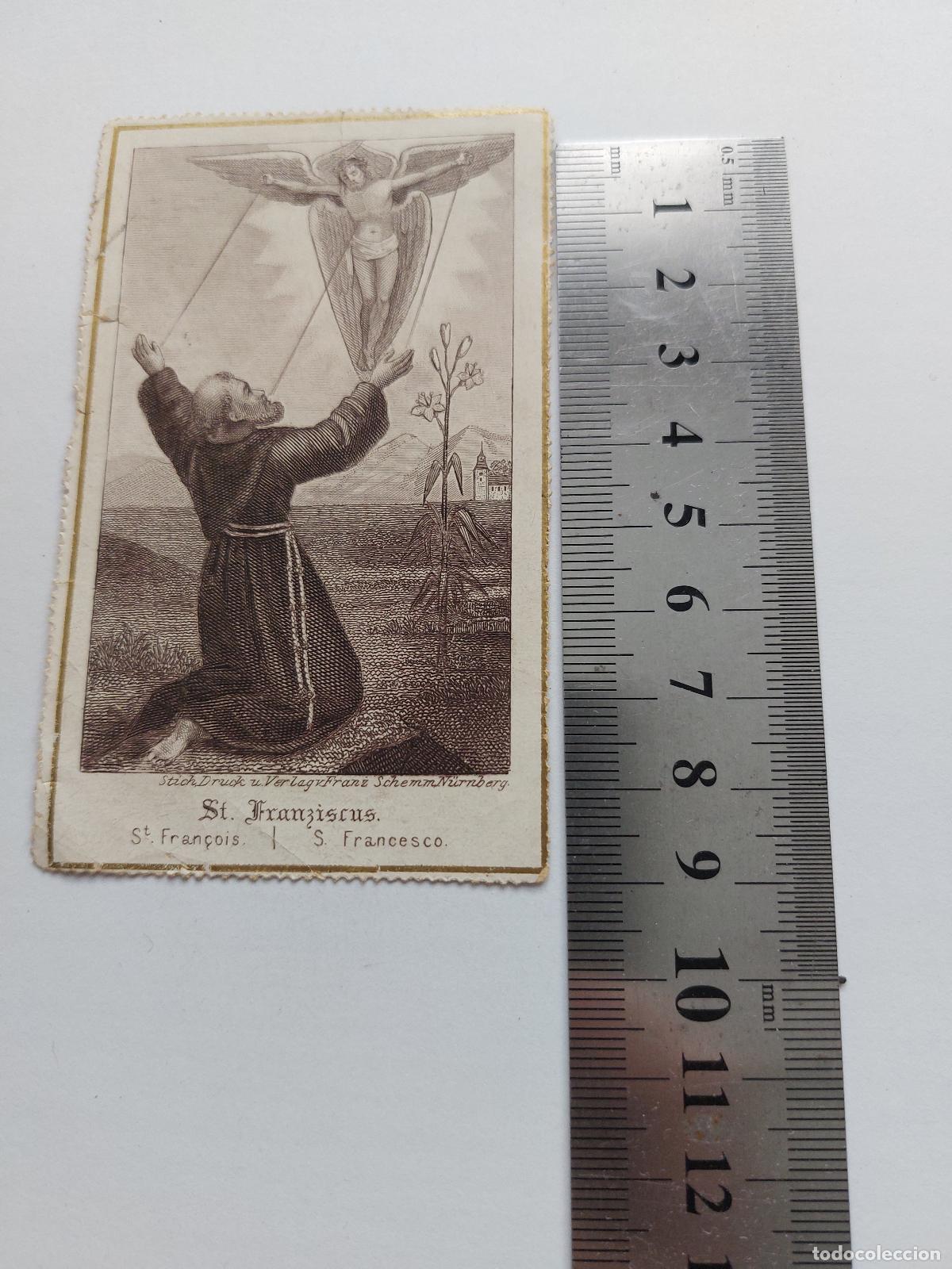 Postales: Estampa religiosa de San Francisco de As&iacute;s impresa en Alemania