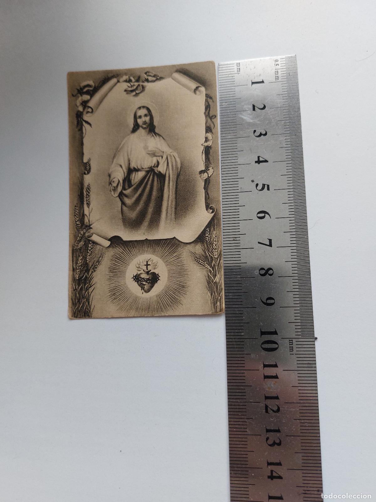 Postales: Estampa religiosa del Sagrado Coraz&oacute;n de Jes&uacute;s de Barcelona