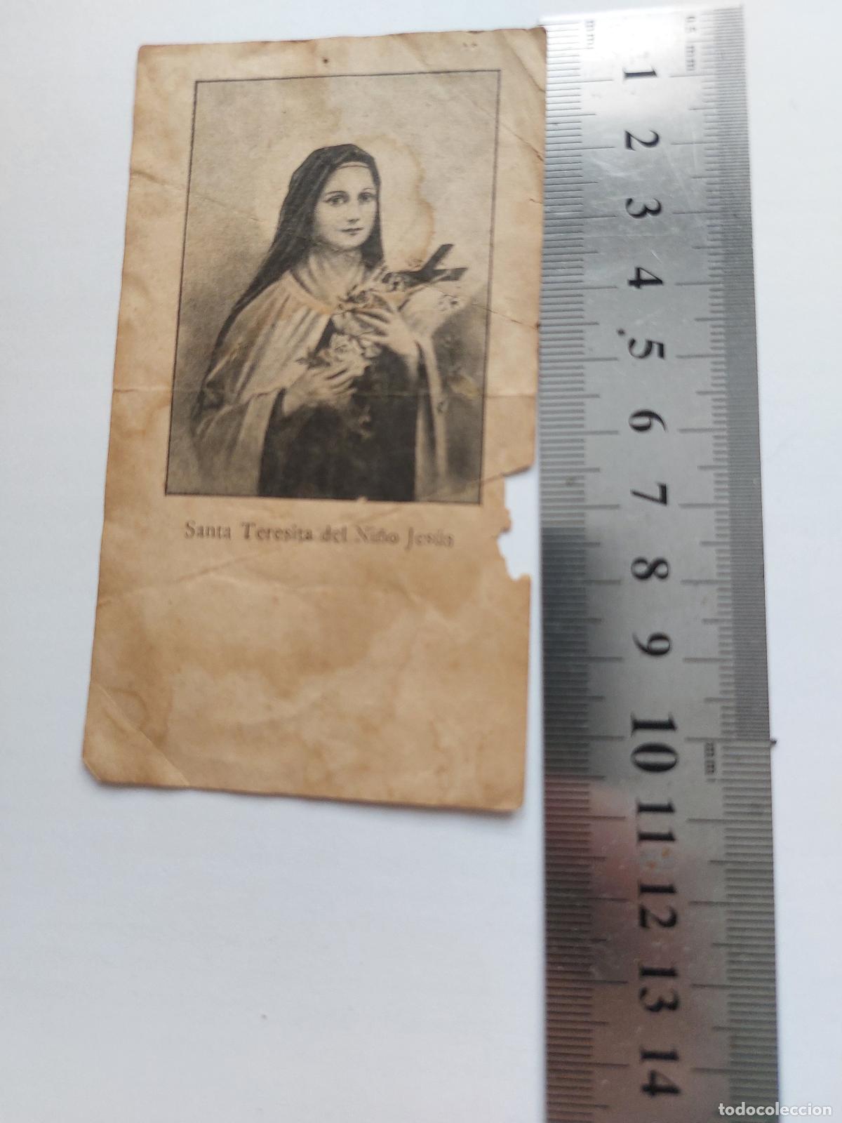 Postales: Estampa devocional de Santa Teresita del Ni&ntilde;o Jes&uacute;s con oraci&oacute;n