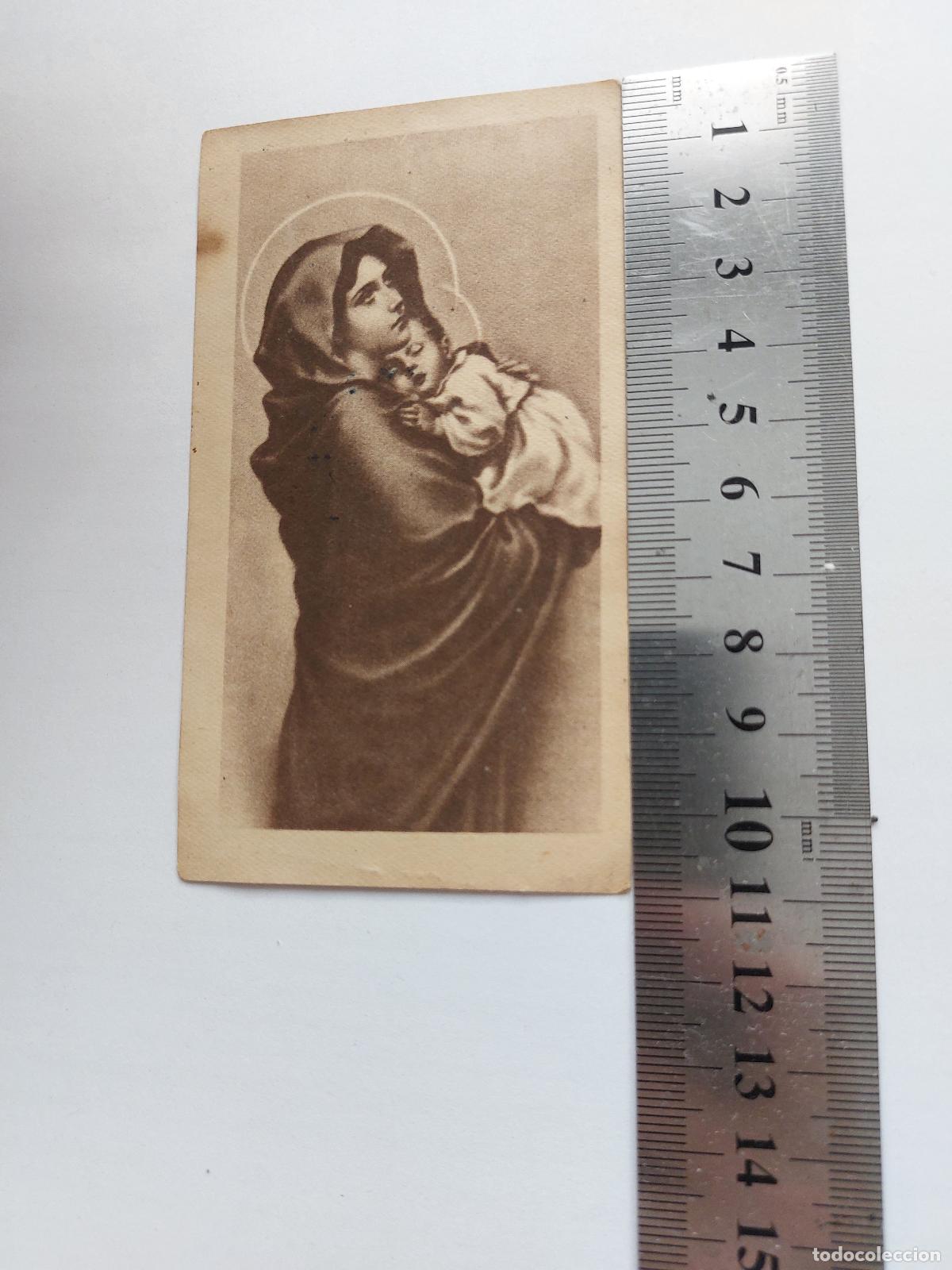 Postales: Estampa recordatorio religioso Virgen con ni&ntilde;o Madrid 1958