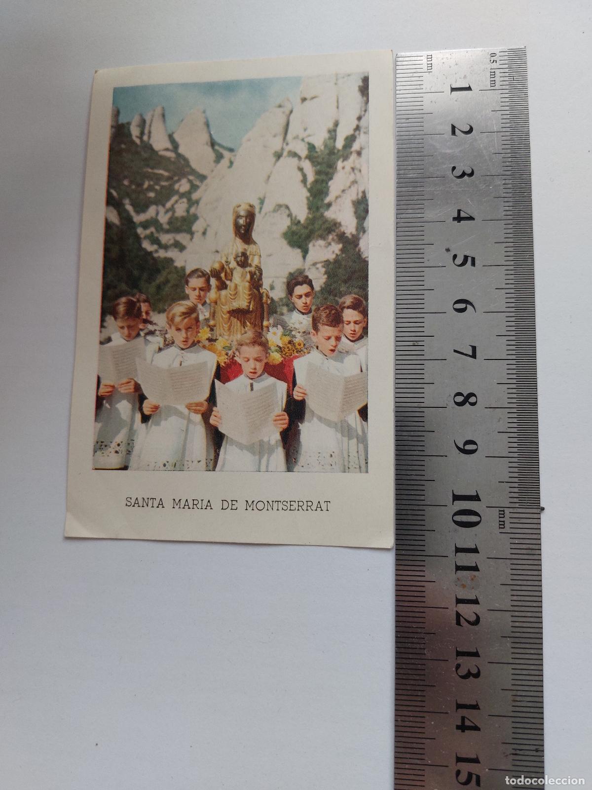 Cartes Postales: Estampa de la Virgen de Montserrat con el coro de la Escolania