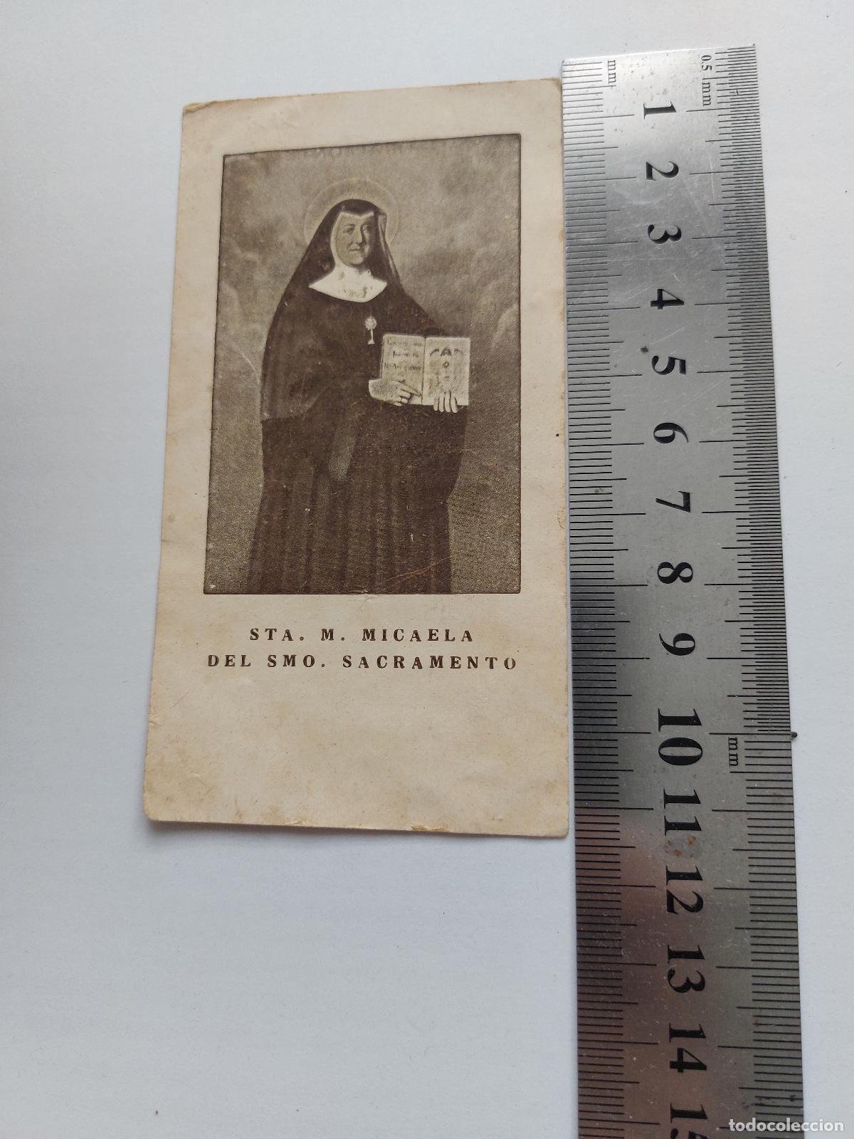 Postales: Estampa de Santa Micaela del Sant&iacute;simo Sacramento con Oraci&oacute;n