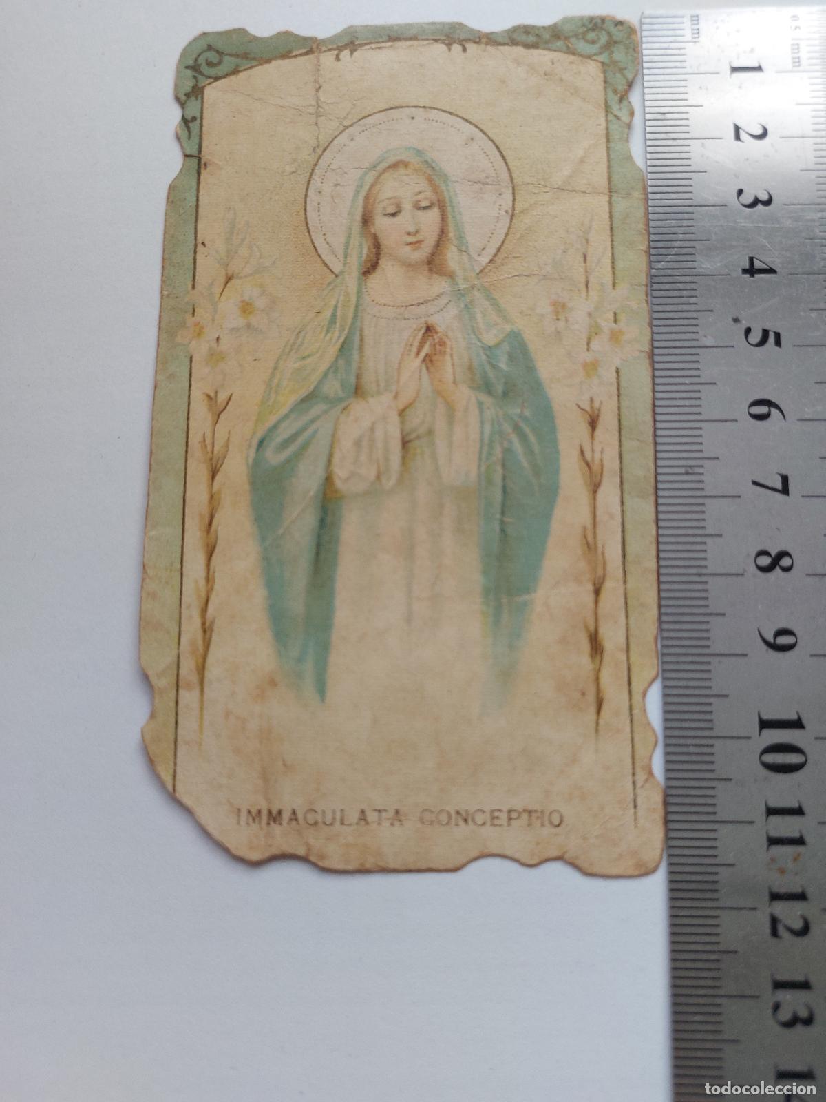 Postales: Estampa de la Inmaculada Concepci&oacute;n con imagen religiosa