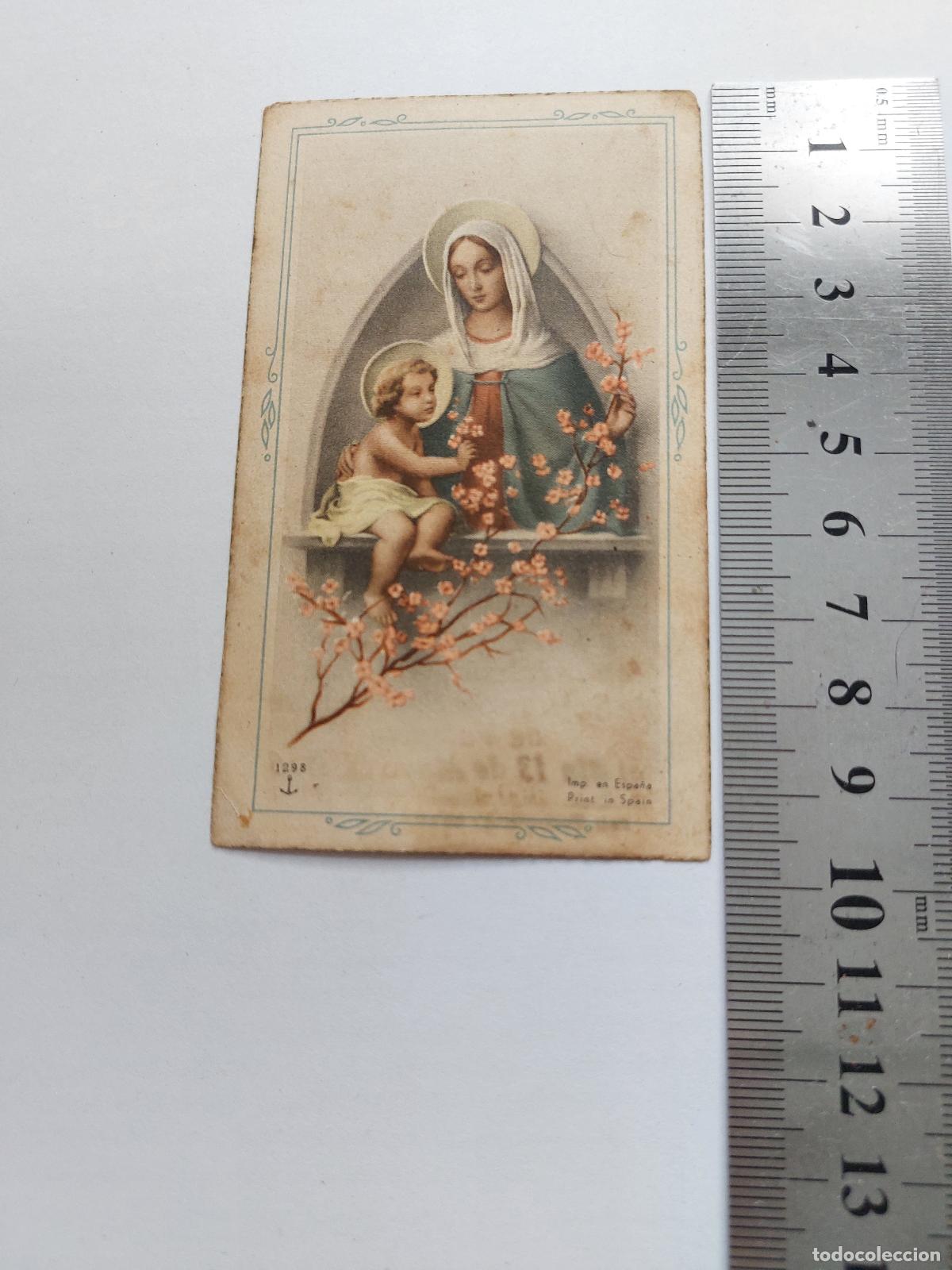 Postales: Estampa de Primera Comuni&oacute;n con Virgen y Ni&ntilde;o en Valencia