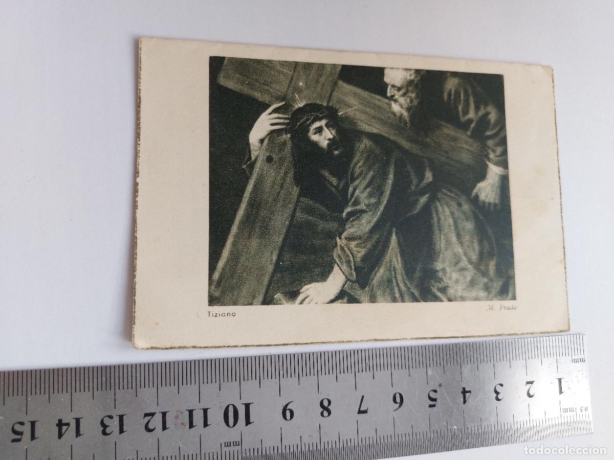 Postales: Estampa de Cristo cargando la cruz obra de Tiziano