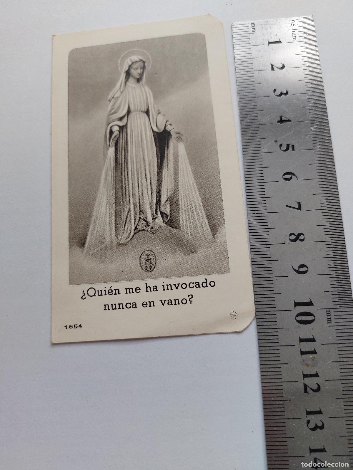 Postales: Estampa religiosa de la Virgen Mar&iacute;a con oraci&oacute;n
