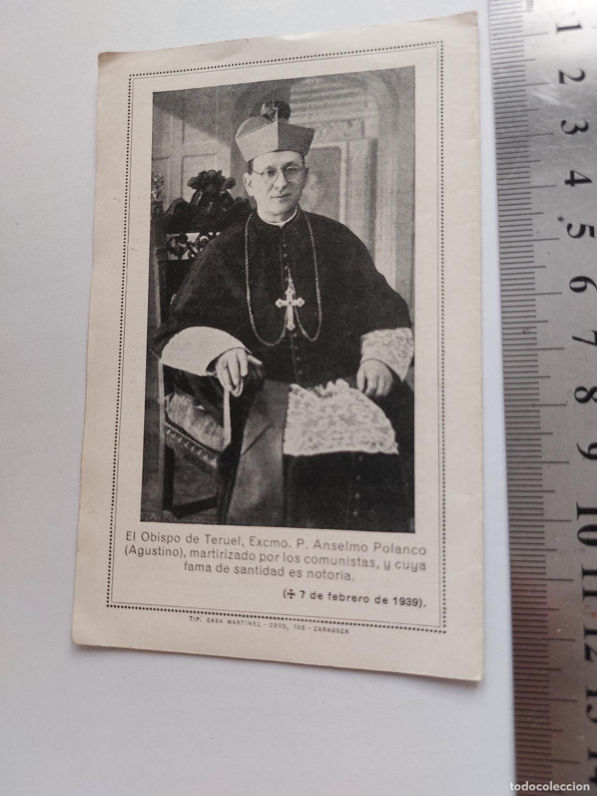 Postales: Estampa con Obispo Anselmo Polanco y Sagrado Coraz&oacute;n de Jes&uacute;s